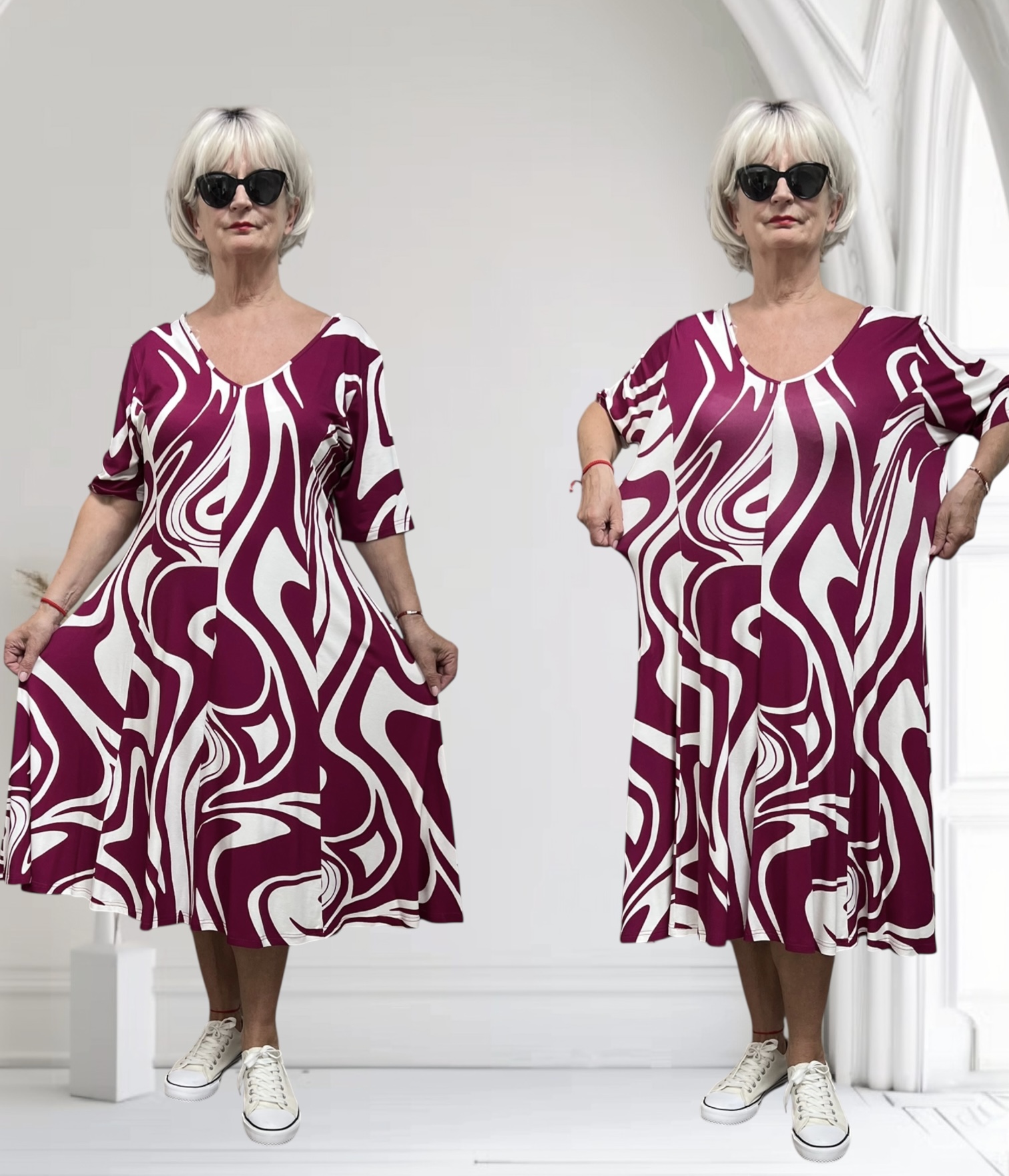 Ophilia viscose A-lijn jurk  stretch