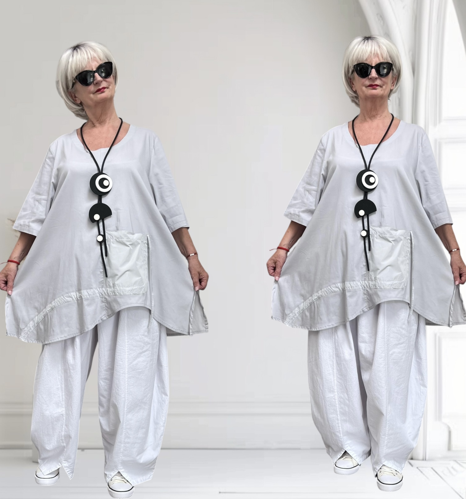 SINNE design.. A- lijn viscose tuniek met taft /stretch