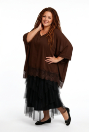ITALIA MODA  viscose tuniek/poncho met kant en ketting /stretch/meerdere kleuren