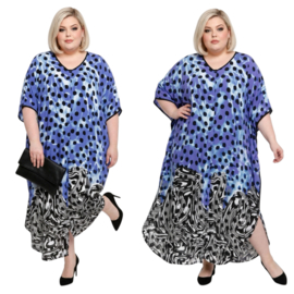 DIVAS PLANET oversized viscose kaftan/jurk met knoopsluiting