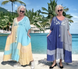 ITALIA oversized viscose geborduurde A-lijn BOHO jurk/in meerdere kleuren