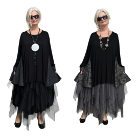 AKH oversized jersey viscose A-lijn tuniek apart  stretch zwart /in meerdere kleuren