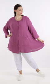 AKH gebreide oversized A-lijn katoen vest/blazer apart stretch