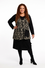 AKH A-lijn jurk + top apart zwart/wit /stretch