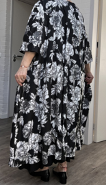 Gina oversized A-lijn jersey blazer(extra groot)  apart zwart/wit