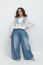 S.Woman oversized katoen blouse/hemd met bloemen