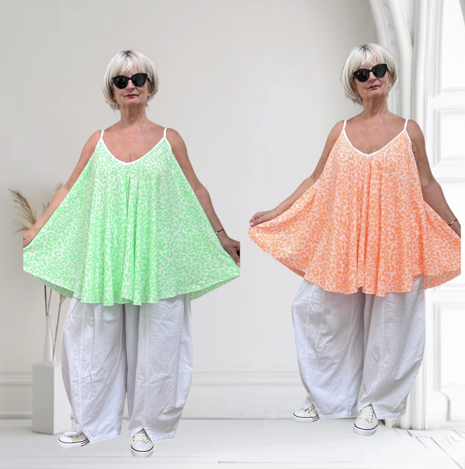 ITALIA oversized viscose A-lijn zomer top/in meerdere kleuren