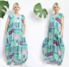 AKH oversized chique viscose  A-lijn  jurk apart/niet doorschijnend