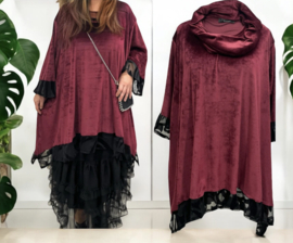 Vincenzo Allocca oversized katoen A-lijn fluwelen tuniek met colsjaal apart stretch