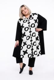 AKH oversized katoen mix A-lijn blazer stretch zwart/wit