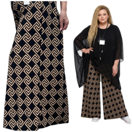 ITALY Mode jersey viscose  wijde broek apart /zeer rekbaar/zwart/beige