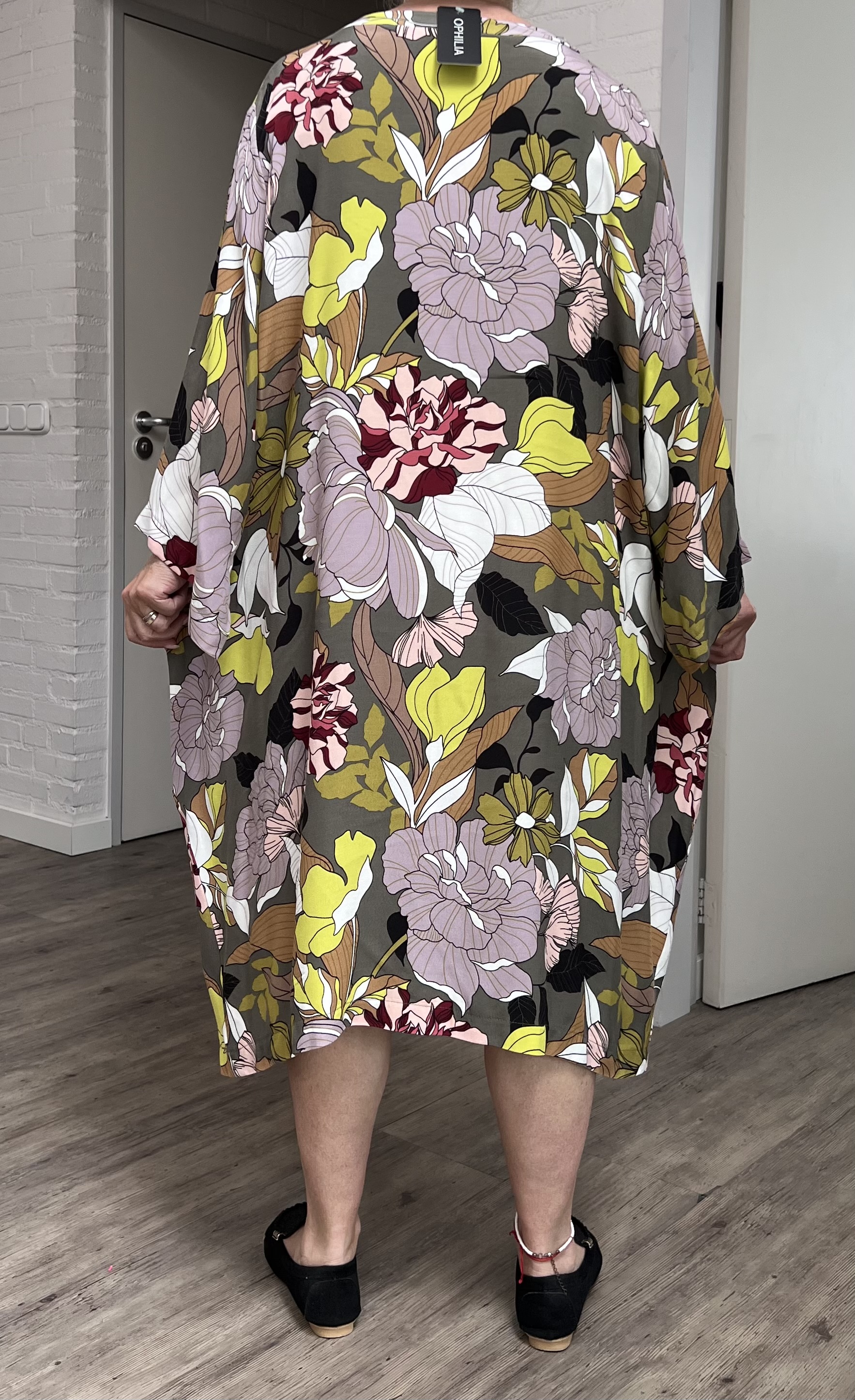 Ophilia oversized viscose jurk met zakken