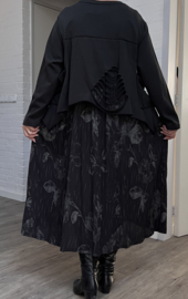 FlyOut  oversized jersey katoen viscose A-lijn jurk zwart stretch