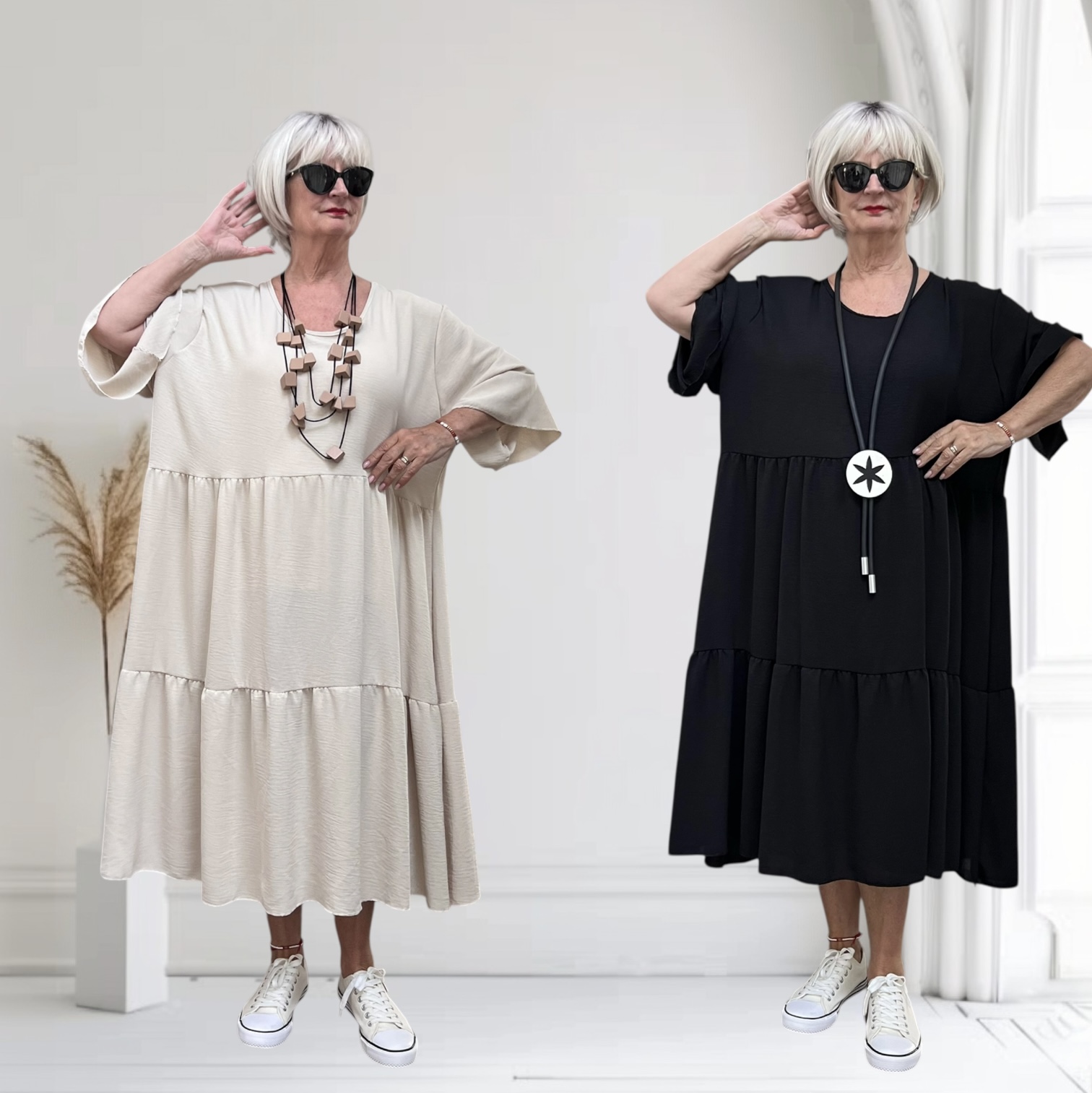 ITALIA  MODA  viscose wijde jurk apart/ in meerdere kleuren