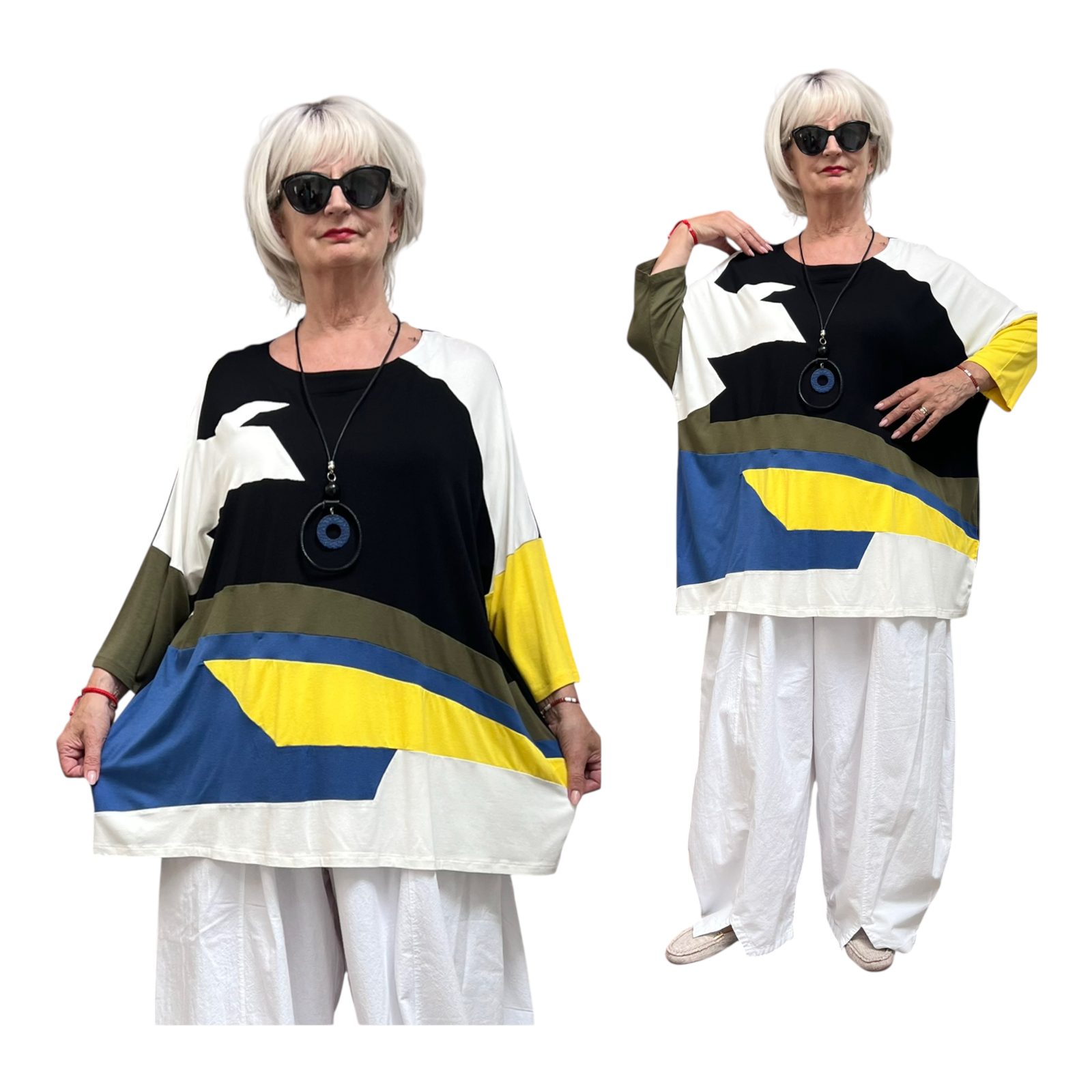 Zedd Plus viscose top met ketting stretch