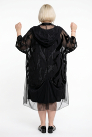 H-4  katoen tule/kant blazer/vest  zwart