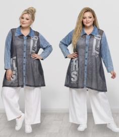 Zedd Plus tencel jeans A-lijn blouse/hemd/tuniek