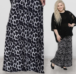 ITALY Mode jersey viscose  wijde broek apart /zeer rekbaar/zwart/grijs