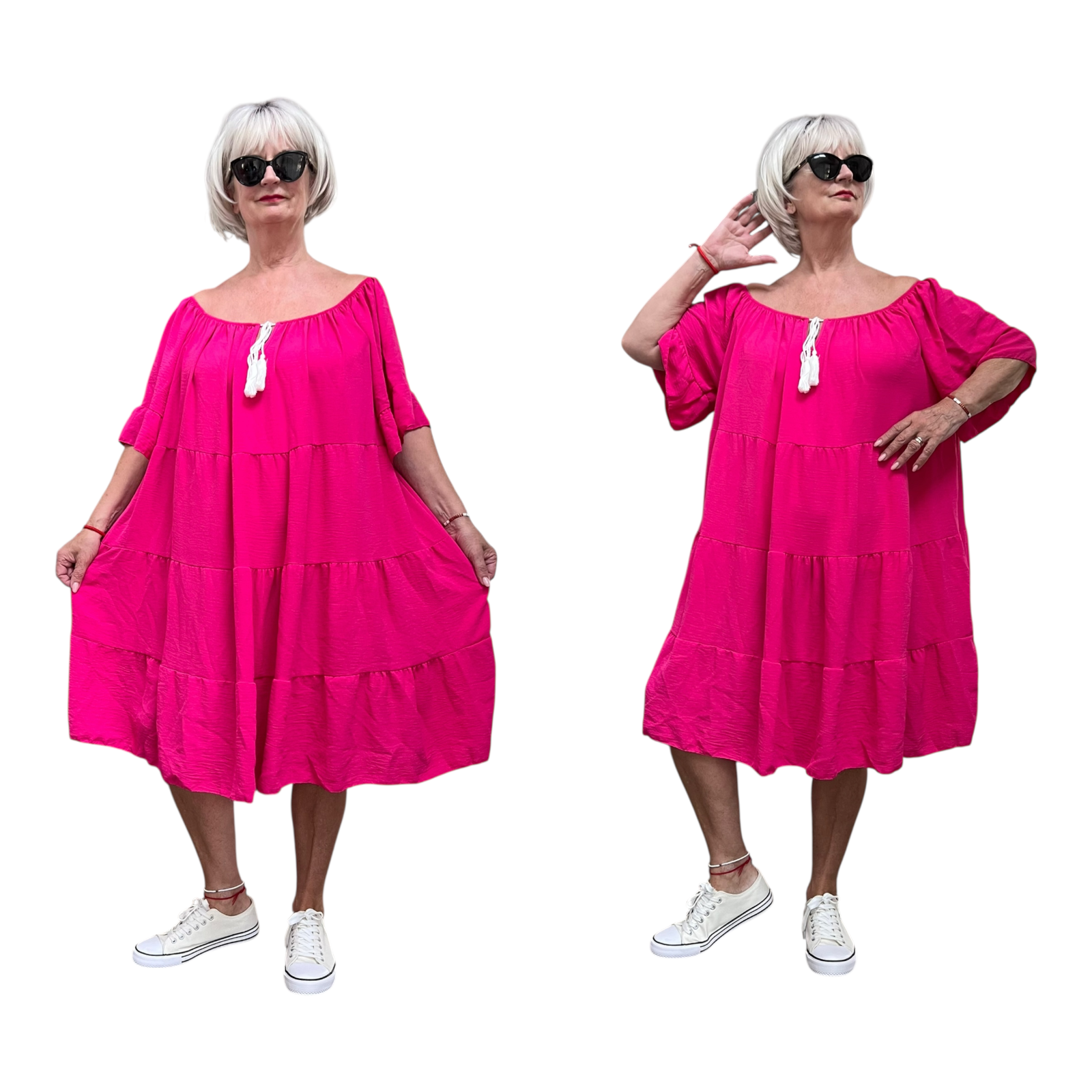 ITALIA oversized viscose A-lijn zomer jurk