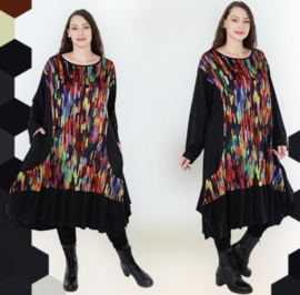AKH oversized viscose A-lijn jurk stretch/zwart