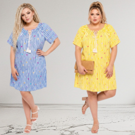 ITALIA MODA  oversized mousseline katoen jurk/in meerdere kleuren