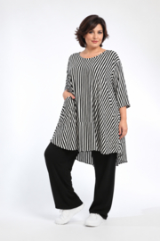 AKH viscose A-lijn tuniek stretch/zwart/wit