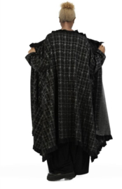 AKH oversized A-lijn mantel/jas  apart zwart