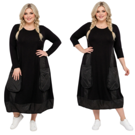 Vincenzo Allocca katoen A-lijn jurk met inzet van taft/zwart apart stretch