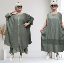 ITALIA MODA  linnen/katoen set  A-lijn blazer + jurk /in meerdere kleuren