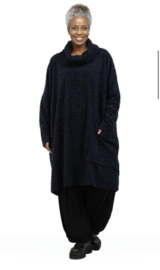 AKH oversized zachte astrakan tuniek met col /apart/donkerblauw