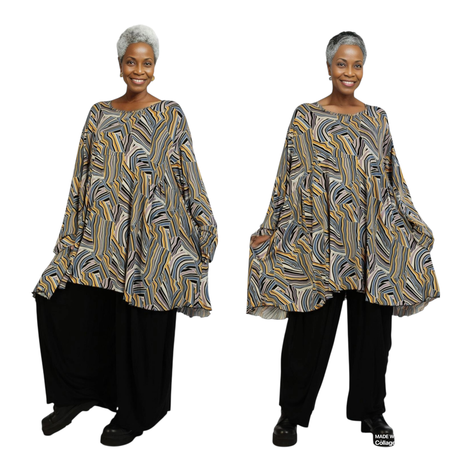 AKH oversized viscose tricot A-lijn tuniek  apart stretch