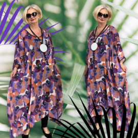 Francesca Romantica oversized A-lijn viscose chiffon overjurk met touwtjes  apart (extra groot)