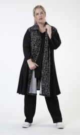 AKH oversized viscose A-lijn blazer/vest/jas apart  zwart/wit/stretch