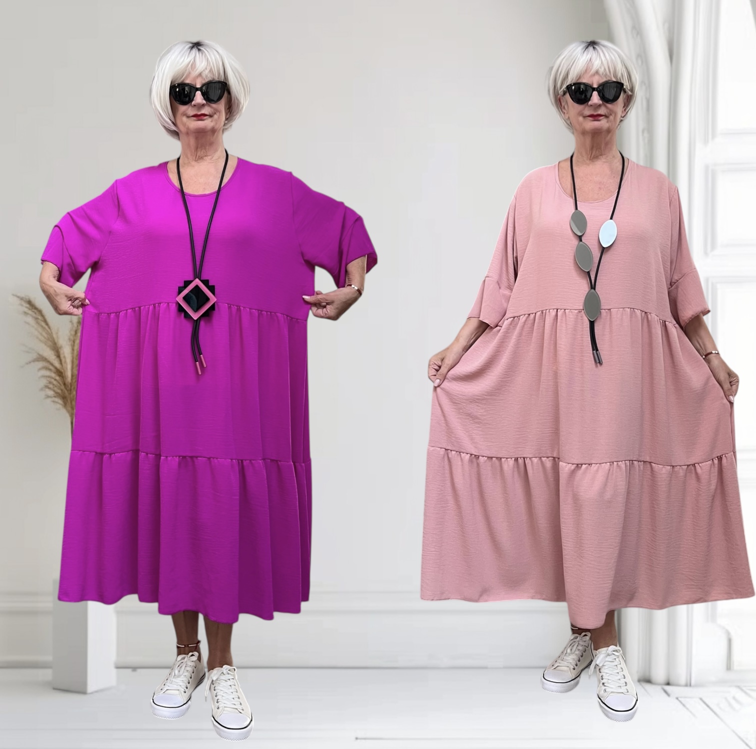 ITALIA  MODA  viscose wijde jurk apart/ in meerdere kleuren