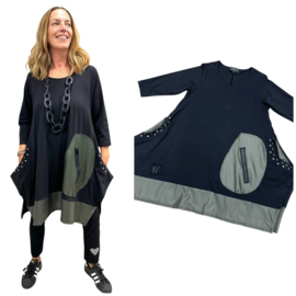 Vincenzo Allocca oversized katoen A-lijn tuniek met inzet van eco leder/aparte/stretch
