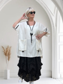 SINNE design.. A- lijn viscose top/tuniek/wit/zwart