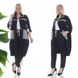 DIVAS PLANET katoen blazer/vest met knoopsluiting  /stretch zwart/wit