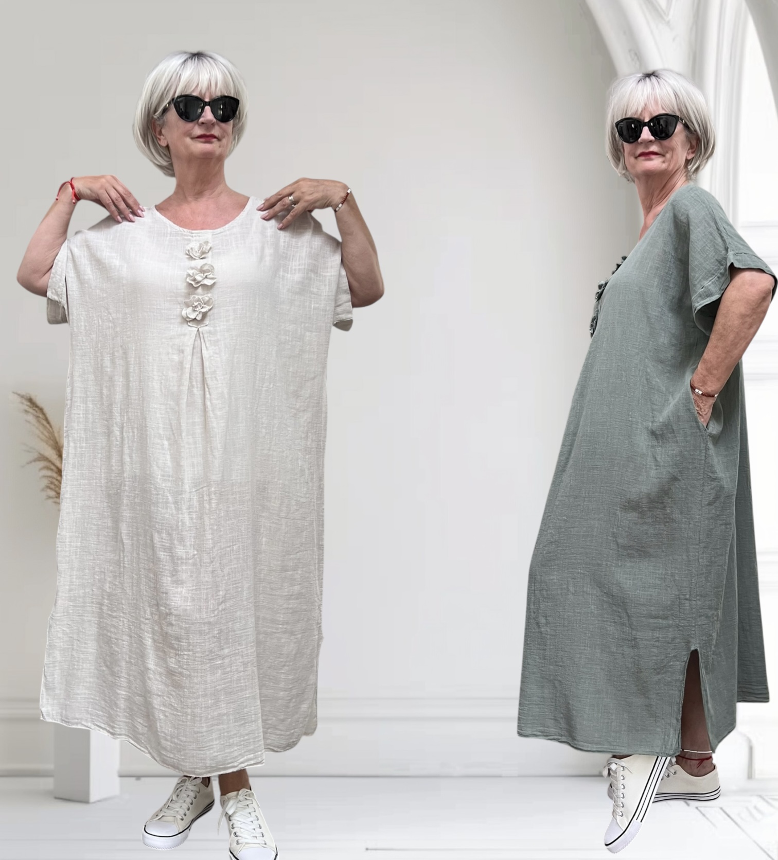 ITALIA oversized katoen zomer jurk met zakken /in meerdere kleuren