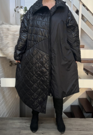 Vincenzo Allocca gewatteerde A-lijn asymmetrisch jas met ritssluiting  zwart
