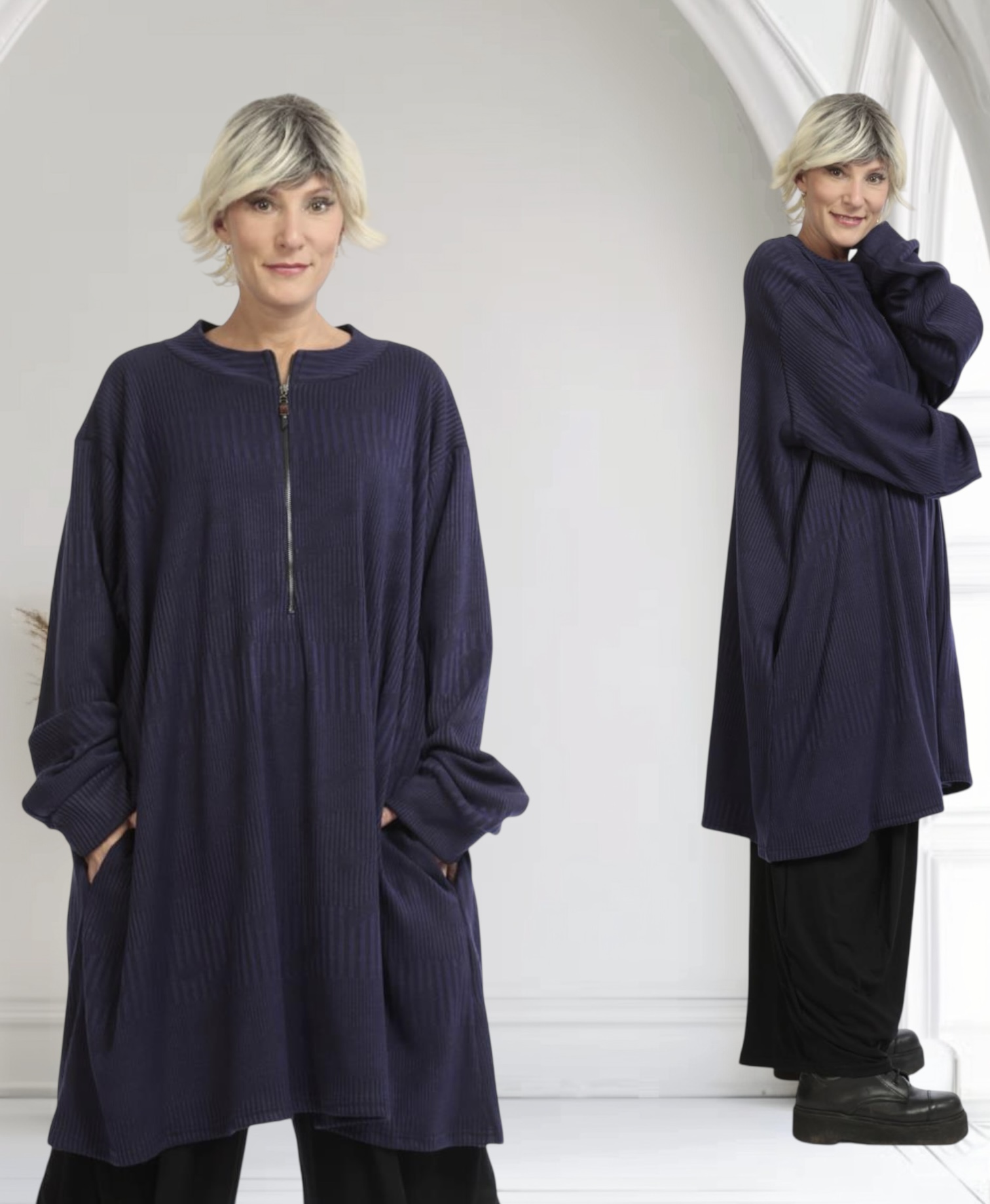 AKH viscose  jersey A-lijn tuniek stretch paars