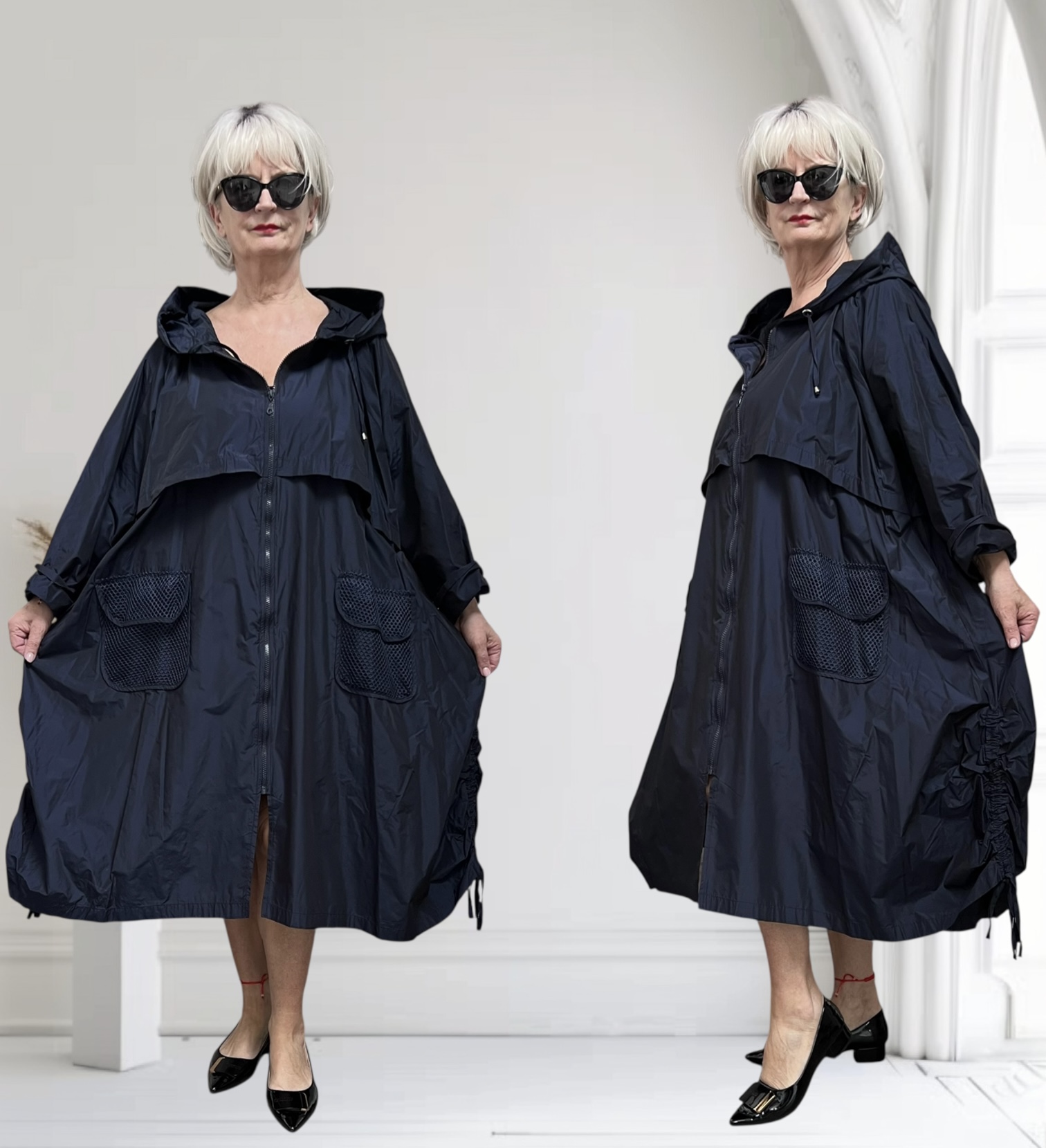 Zedd Plus oversized waterbestendig tussenjas donkerblauw
