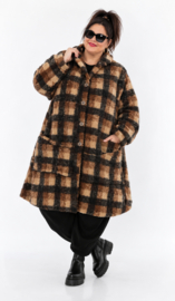 AKH oversized A-lijn  winterjas van knuffelzachte teddykwaliteit/gevoerd /stretch
