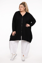 R.A.F.A.Y viscose A-lijn tuniek/blazer met capuchon en ritssluiting stretch zwart 
