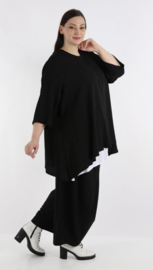 AKH oversized viscose/katoen  A-lijn top apart stretch  zwart