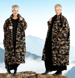 AKH oversized lange wollen winterjas/mantel  gevoerd