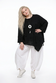 Moonshine oversized geborduurd viscose A-lijn tuniek zwart