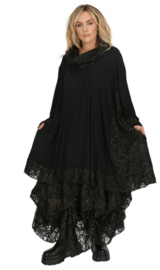 AKH oversized viscose A-lijn tuniek met glitter KANT stretch