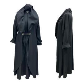 Vincenzo Allocca oversized katoen A-lijn jas/blazer/vest stretch zwart