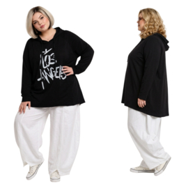 ITALIA oversized katoen tuniek/top  stretch zwart