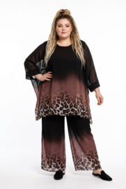 SASHA GRANDE oversized chiffon A-lijn tuniek+ broek/zwart